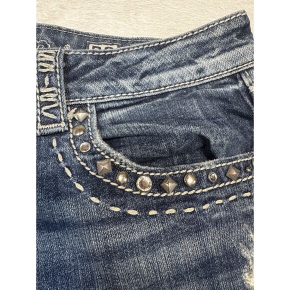 Miss Me VTG Boot Cut Womens Embellished Rhinestone Flare Leg Jeans 32-33” Waist - Picture 3 of 6